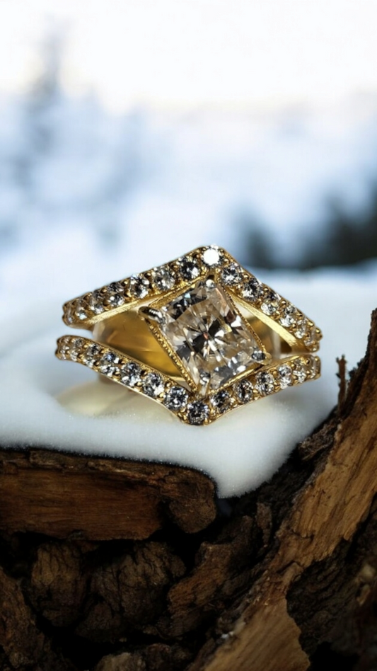 2ct Radiant Cut Moissanite with guard setting.