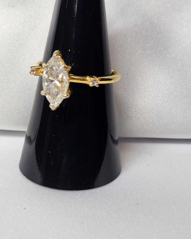 1.5ct  Classic and Timeless Marquise Cut Moissanite Ring Elegant Moissanite Ring. GRA Certified, Color D VVS1.