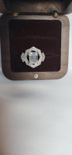 2ct Emerald Cut Moissanite ring enhanced by moissanite halo setting. - Gigiscc