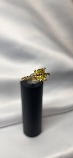 2ct Exquisite Yellow Radiant Cut Moissanite Solitaire Ring. A Timeless Appeal enhanced by moissanite side stones. GRA Certified, VVS1. - Gigiscc