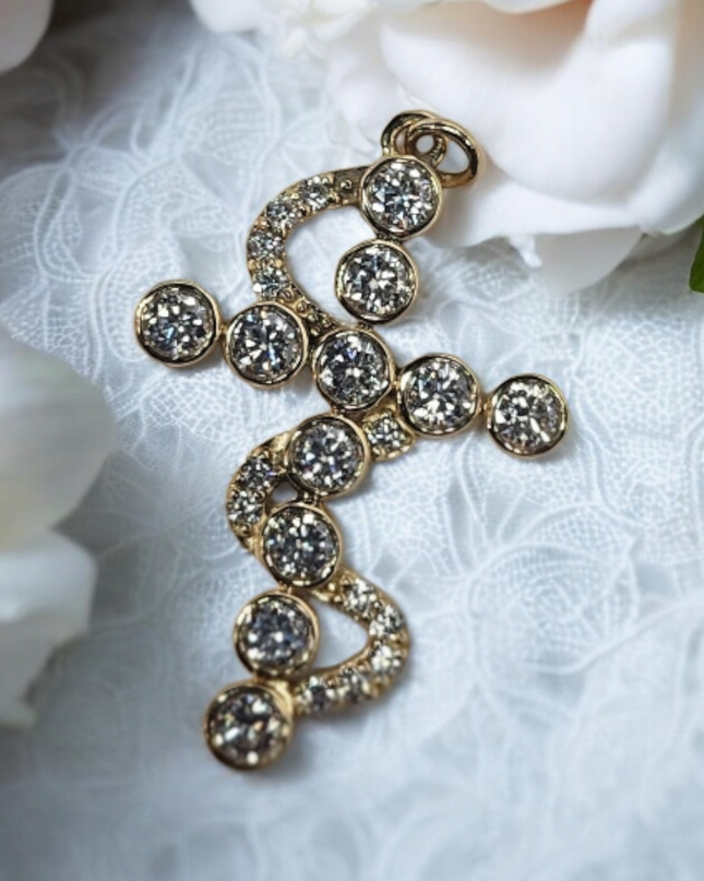6ctw Moissanite 14k gold Cross Pendant Elegant Moissanite Necklace. GRA Certified, VVS1.