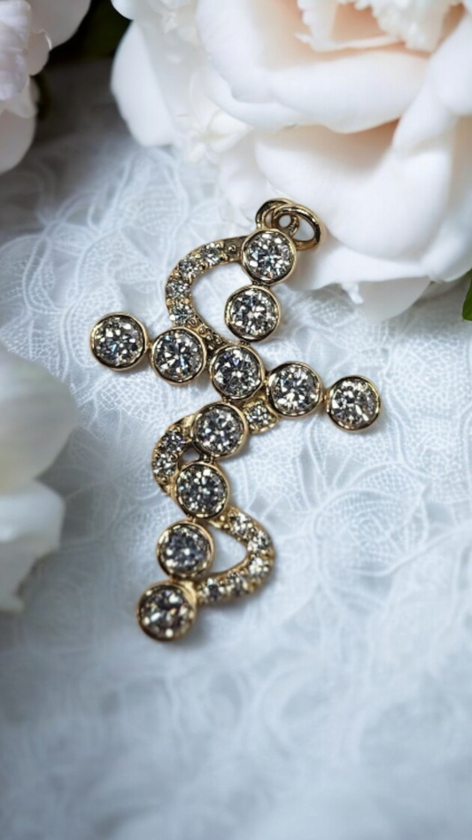 6ctw Moissanite 14k gold Cross Pendant Elegant Moissanite Necklace. GRA Certified, VVS1.