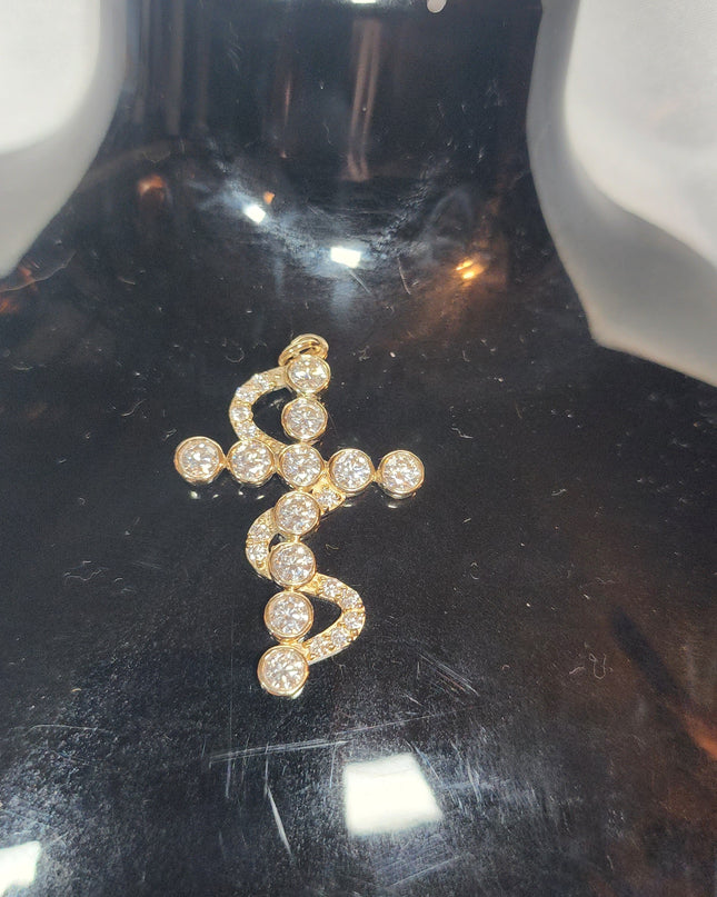 6ctw Moissanite 14k gold Cross Pendant Elegant Moissanite Necklace. GRA Certified, VVS1.