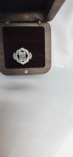 2ct Emerald Cut Moissanite ring enhanced by moissanite halo setting. - Gigiscc