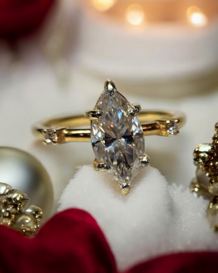 1.5ct  Classic and Timeless Marquise Cut Moissanite Ring Elegant Moissanite Ring. GRA Certified, Color D VVS1.