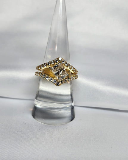 2ct Radiant Cut Moissanite with guard setting.
