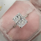 2ct Radiant Cut Moissanite White Gold Solitaire enhanced by half eternity moissanite band. - Gigiscc