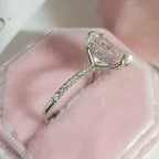 2ct Radiant Cut Moissanite White Gold Solitaire enhanced by half eternity moissanite band. - Gigiscc
