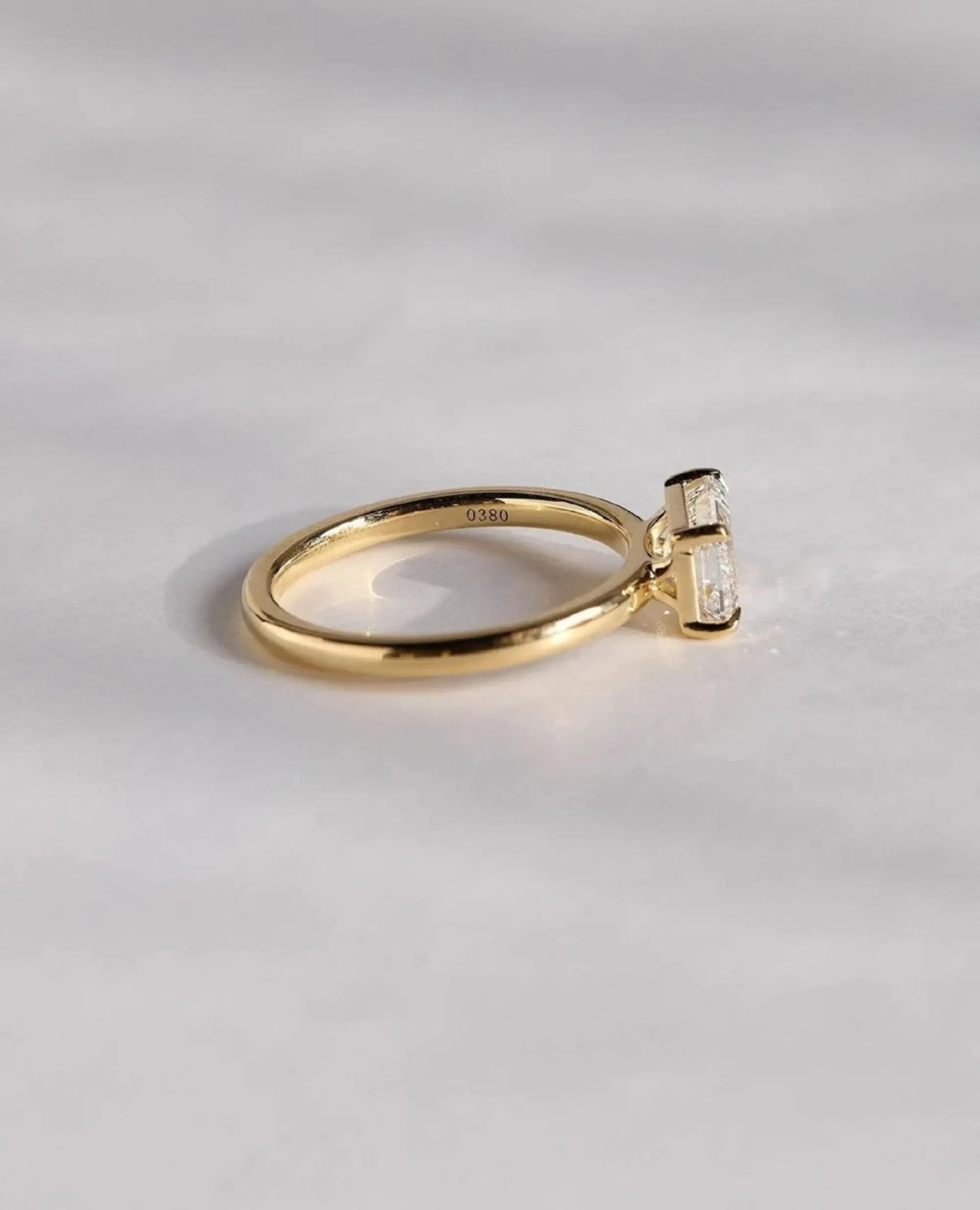 Dainty Baguette Diamond Ring, 14k Gold Ring, Solitaire Moissanite Ring, Minimalist Eternity Ring, Perfect Stacking Rings, Gift for Her - Gigiscc