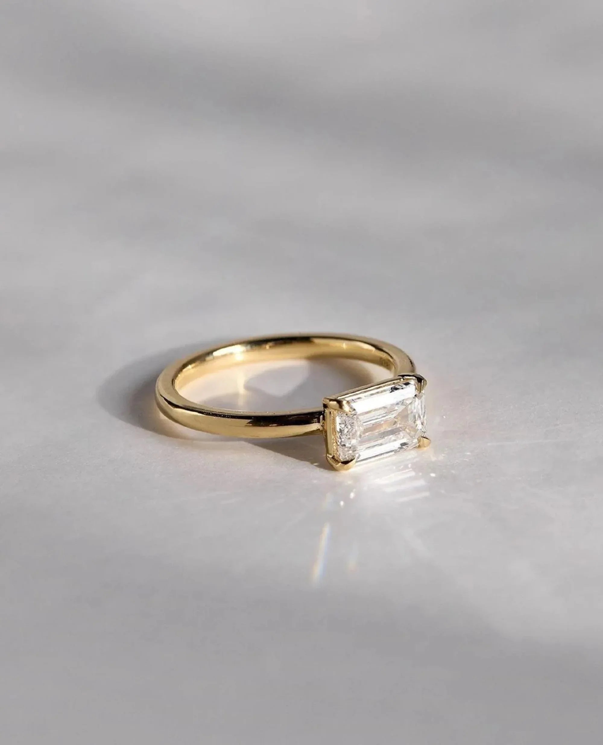 Dainty Baguette Diamond Ring, 14k Gold Ring, Solitaire Moissanite Ring, Minimalist Eternity Ring, Perfect Stacking Rings, Gift for Her - Gigiscc