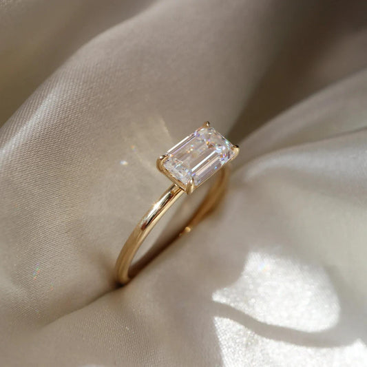 Dainty Baguette Diamond Ring,  14k Gold Ring, Solitaire Moissanite Ring, Minimalist Eternity Ring, Perfect Stacking Rings, Gift for Her