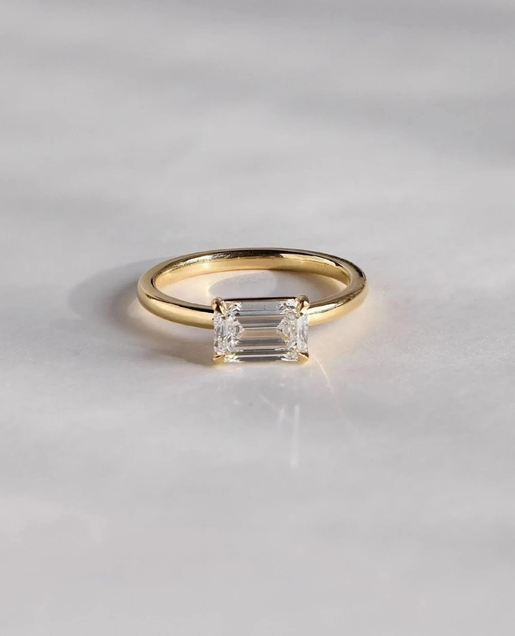 Dainty Baguette Diamond Ring, 14k Gold Ring, Solitaire Moissanite Ring, Minimalist Eternity Ring, Perfect Stacking Rings, Gift for Her - Gigiscc