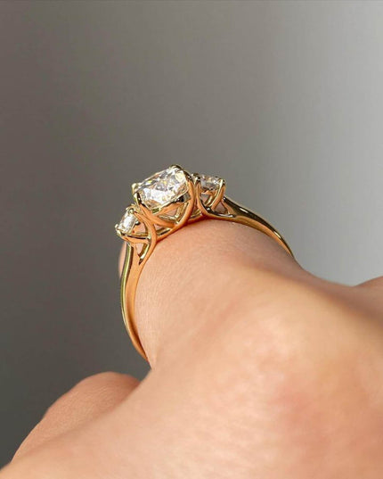2.5ct Moissanite Engagement Ring, 14k Solid Gold Ring, Oval Cut Promise Ring, Side Stone Round Diamond Ring For Women, Diamond Wedding Rings