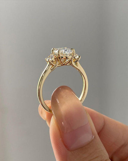 2.5ct Moissanite Engagement Ring, 14k Solid Gold Ring, Oval Cut Promise Ring, Side Stone Round Diamond Ring For Women, Diamond Wedding Rings